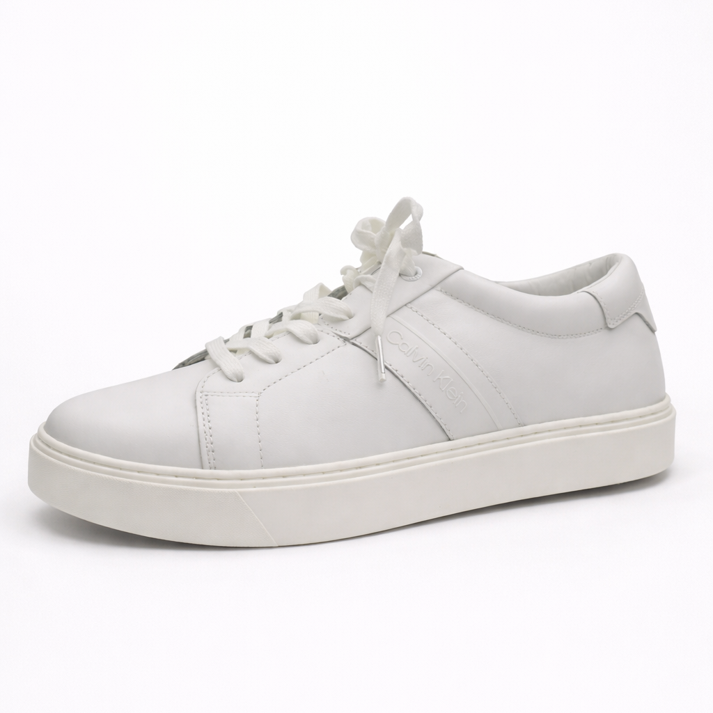 White Leather Lace Up Sneaker (Calvin Klein)