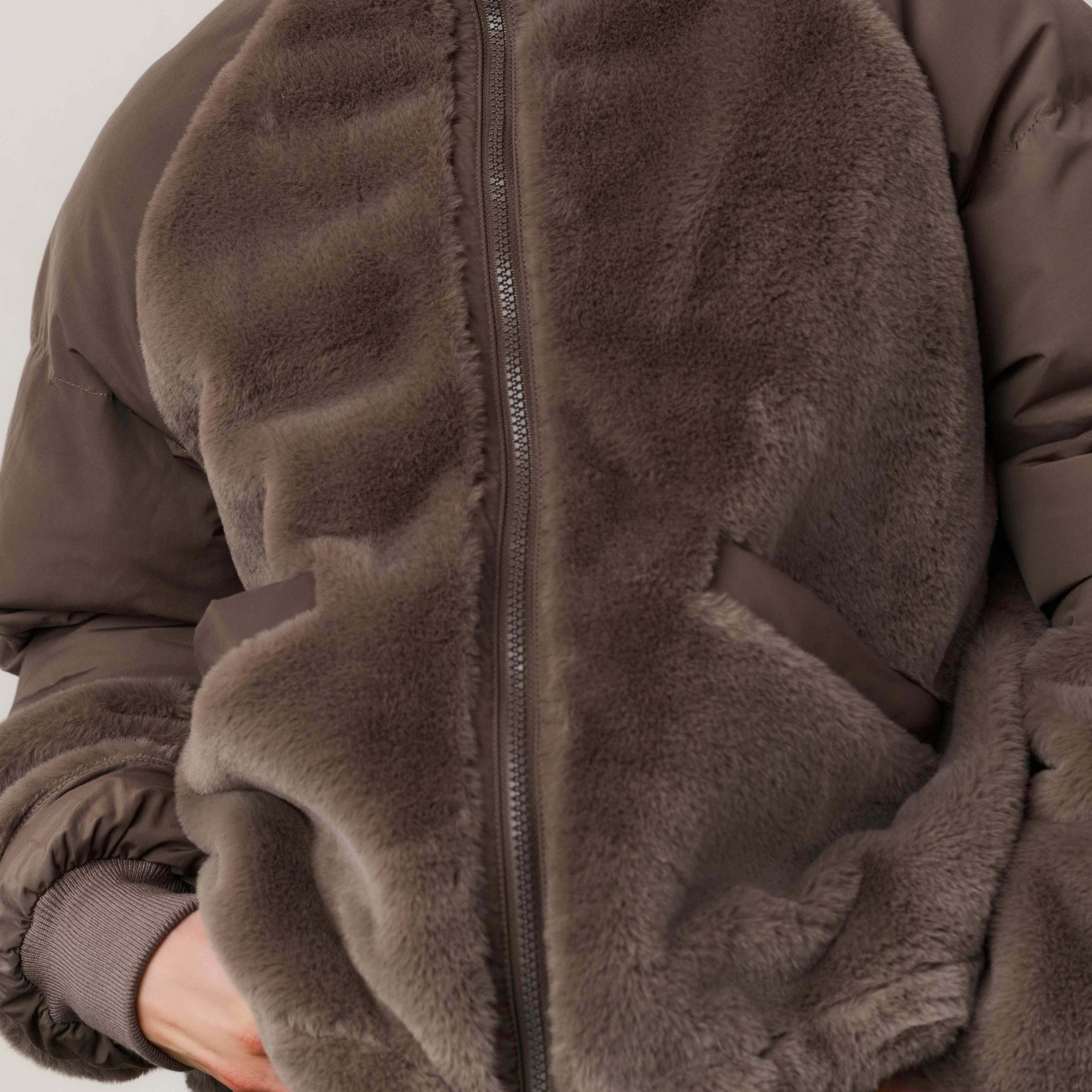 Faux Fur Jacket with Padded Ny (Yaya)