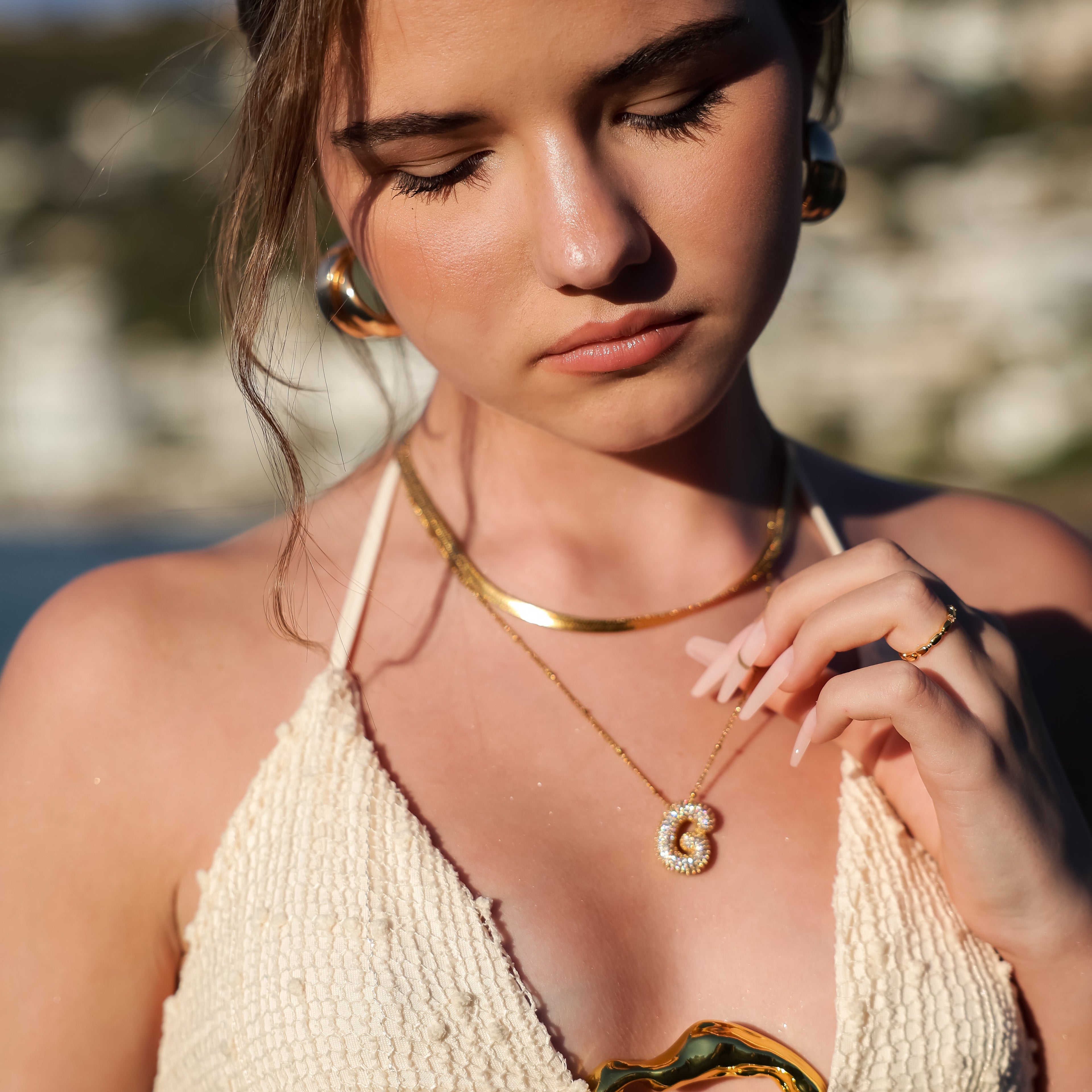 Rhinestone Initial Necklace (Gizelle)