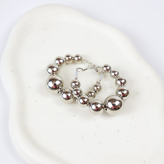 Silver Ball Hoops (Gizelle)