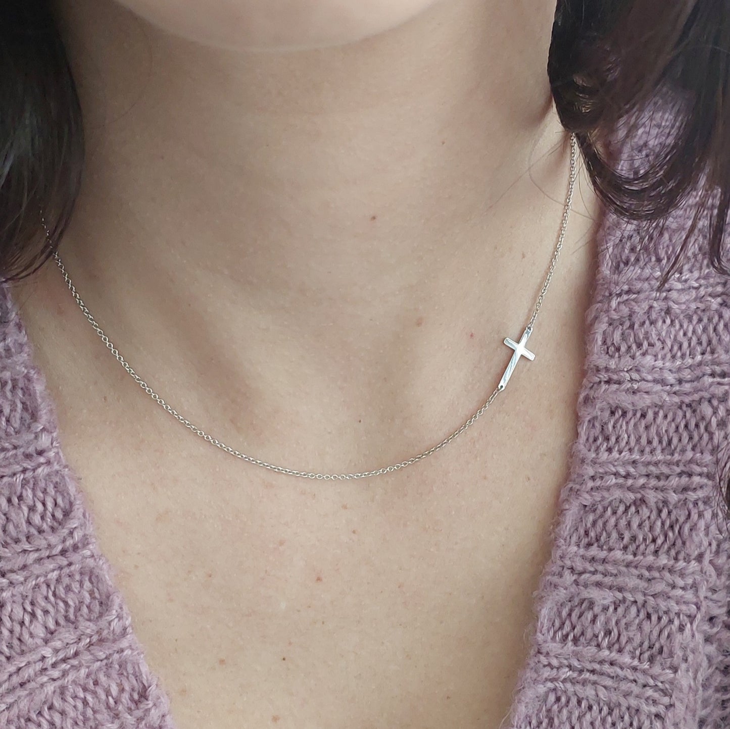 Cut Out Cross Necklace Rose Gold (KVJ)