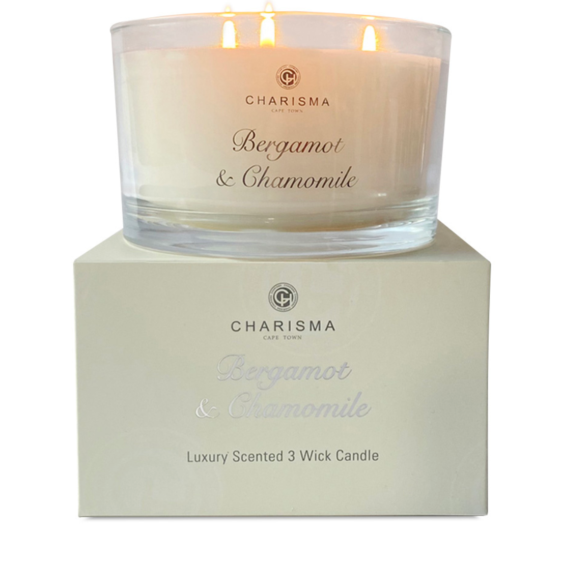 Classic Luxury Scented 3 Wick Candle Bergamot & Chamomile (Charisma)