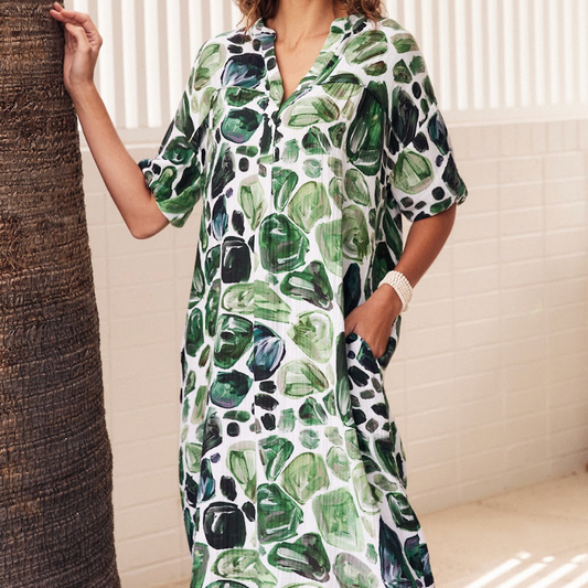 Button Summer Dress Green (Sirocco)