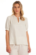 Puff Sleeve Linen Top (Sirocco)