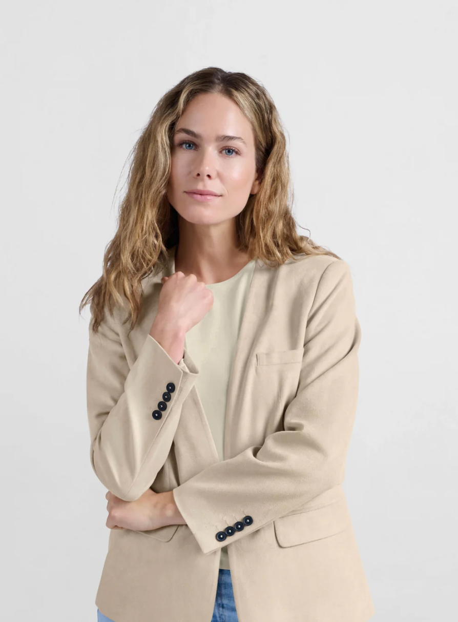 Suede Collarless Blazer (Yaya)