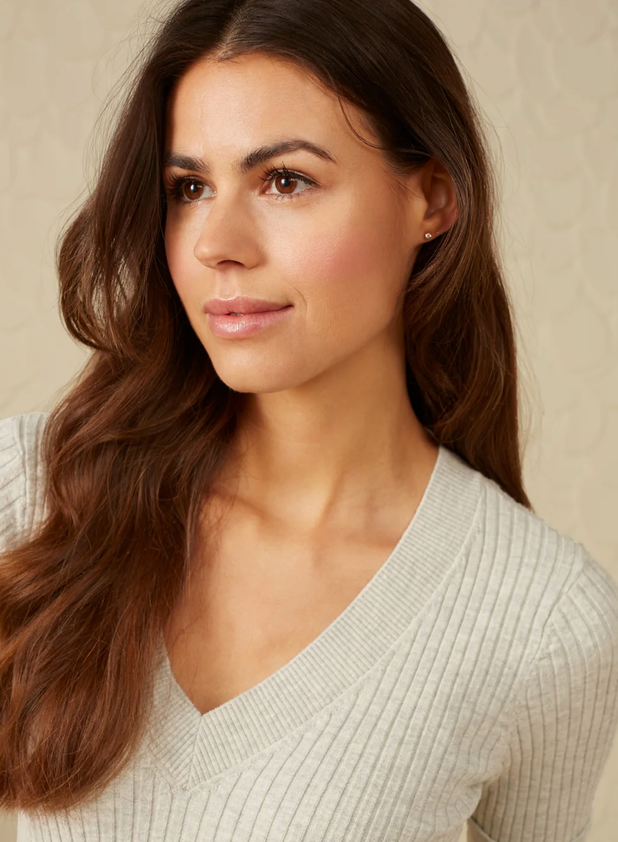 Ribbed V-neck Sweater (Yaya)