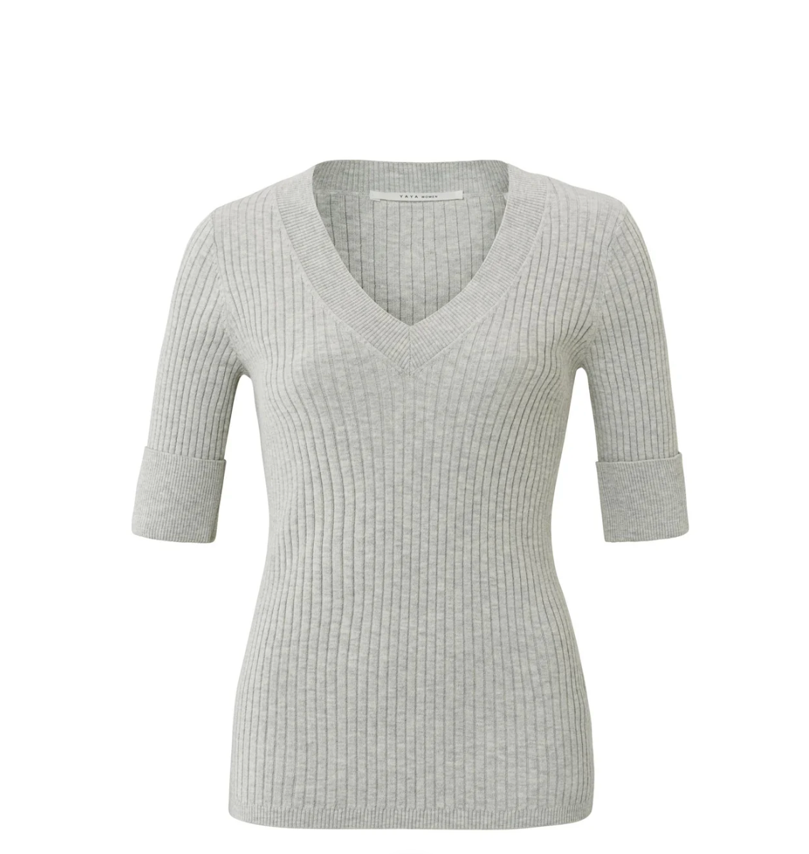Ribbed V-neck Sweater (Yaya)