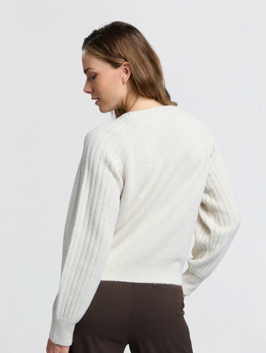 Melange Ribbed Round Neck Sweater (Yaya)