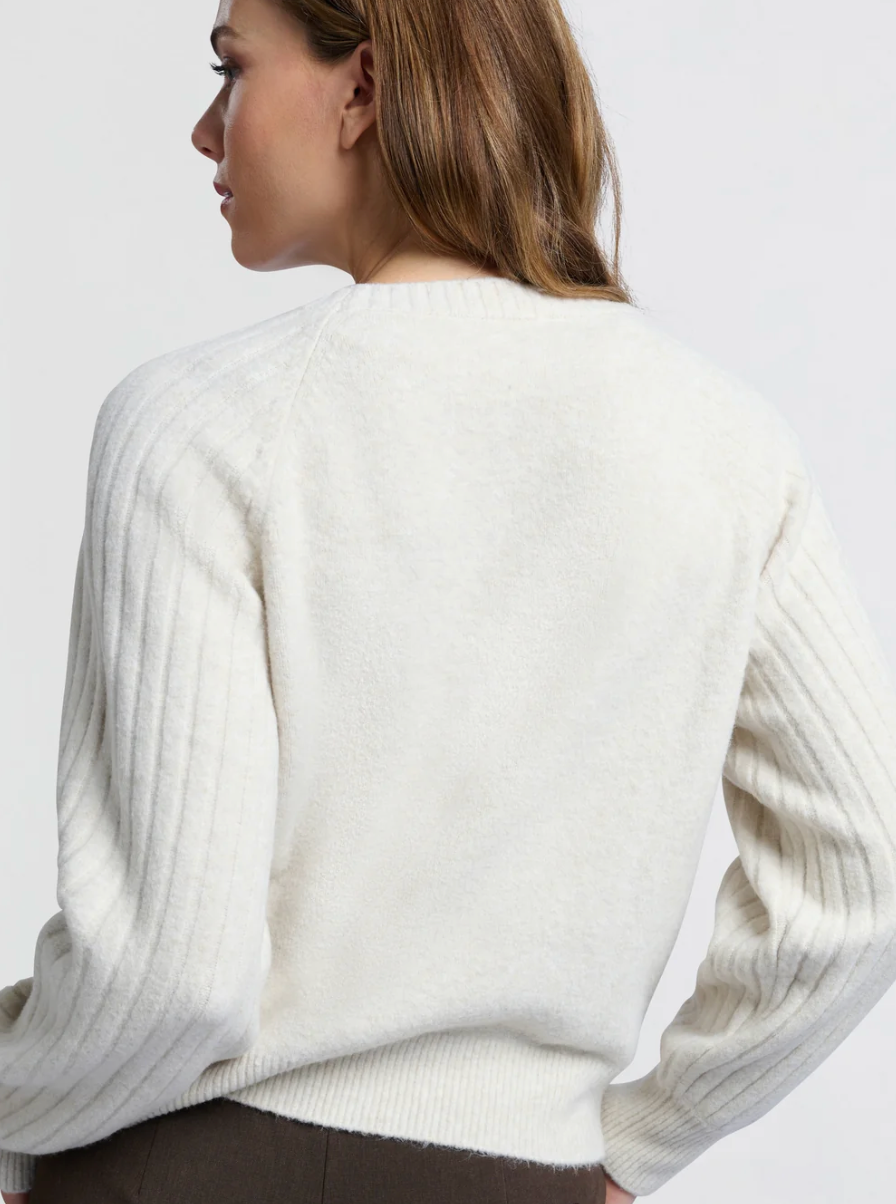 Melange Ribbed Round Neck Sweater (Yaya)