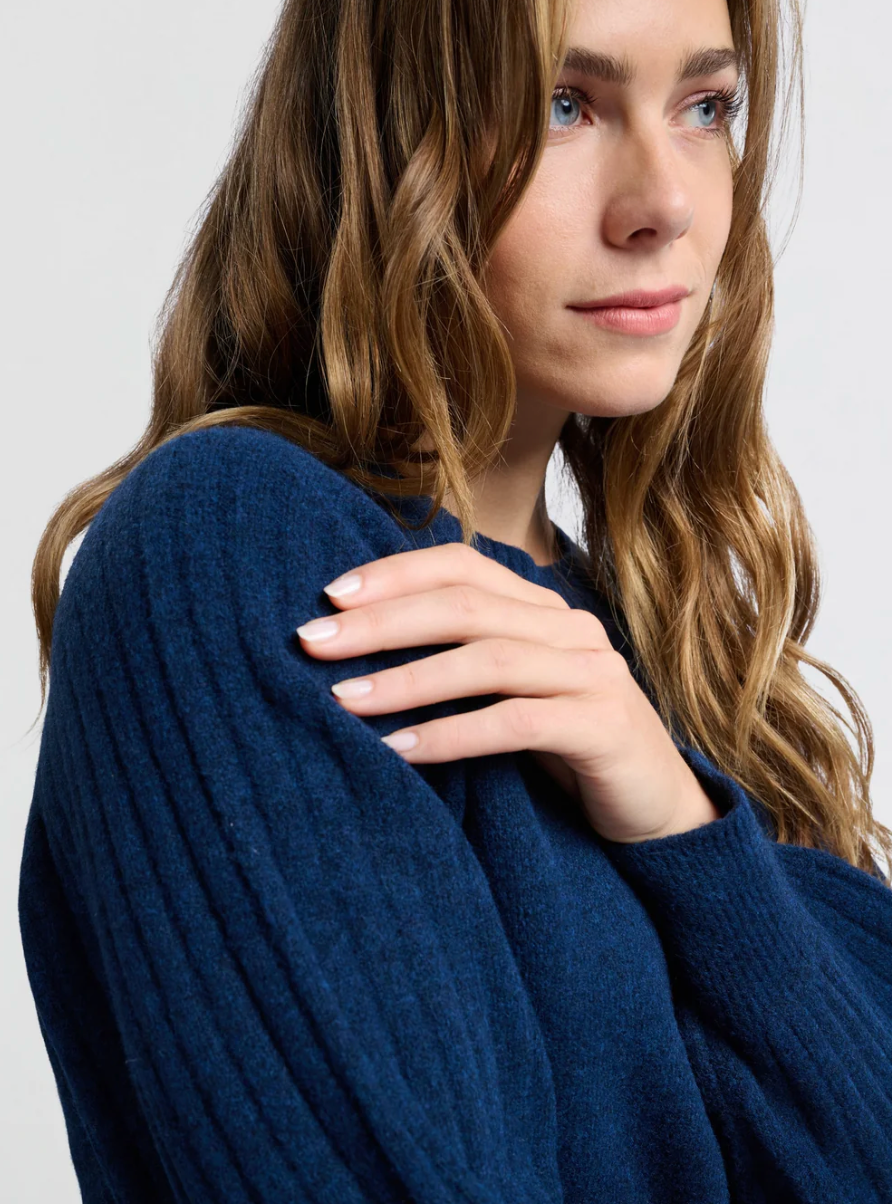 Melange Ribbed Round Neck Sweater (Yaya)