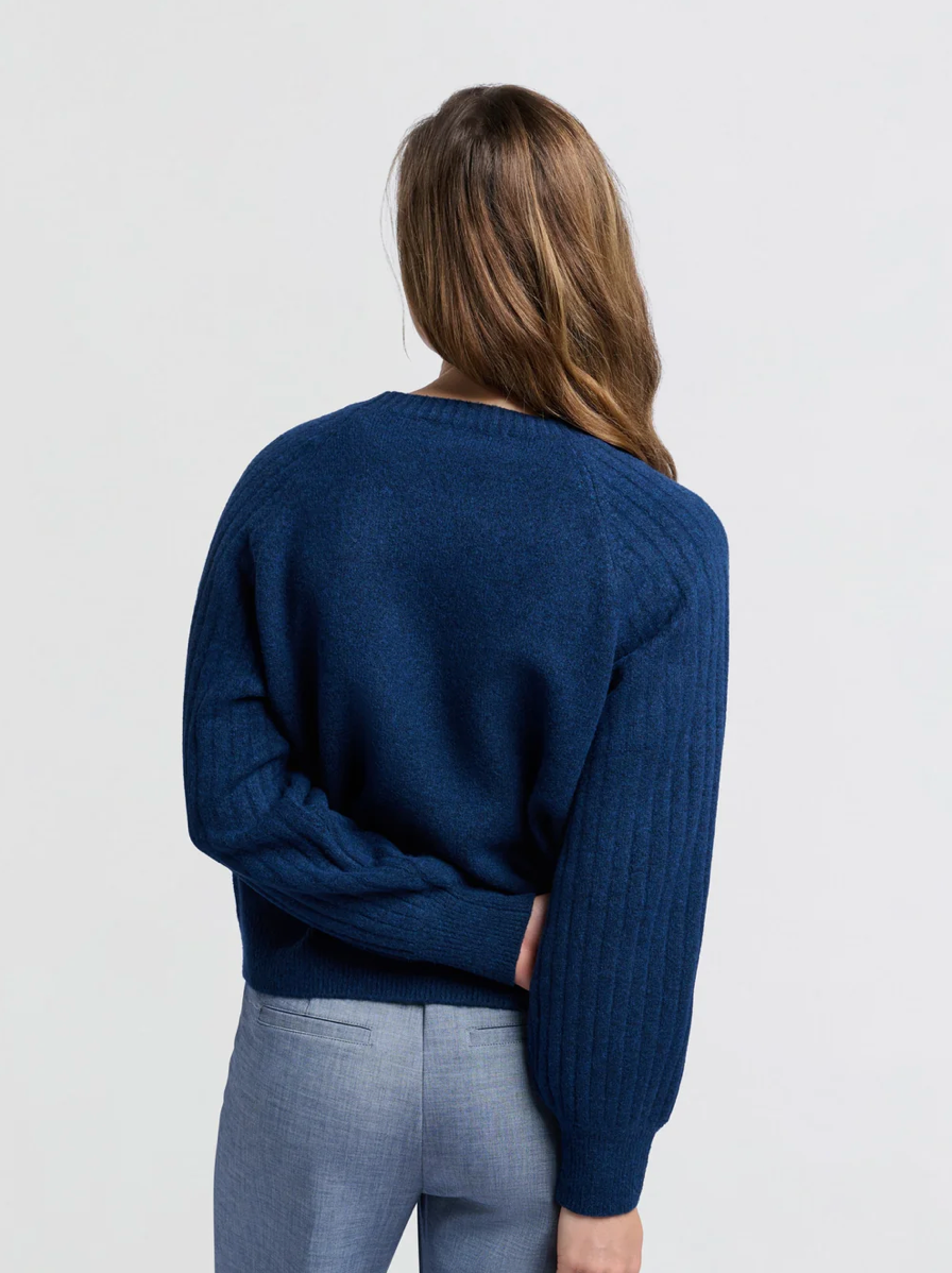 Melange Ribbed Round Neck Sweater (Yaya)
