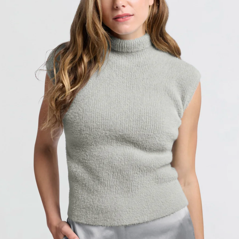 Fluffy Sleeveless High Neck Sweater (Yaya)