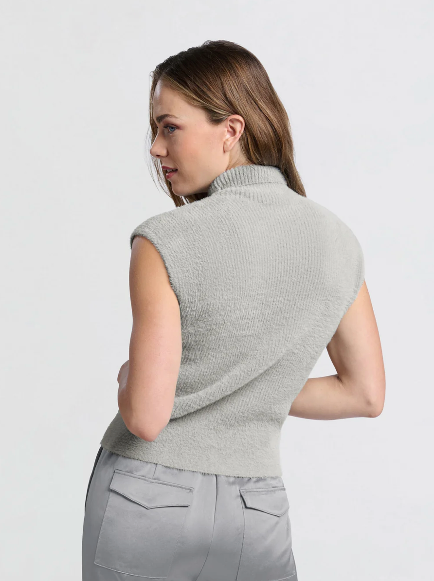 Fluffy Sleeveless High Neck Sweater (Yaya)