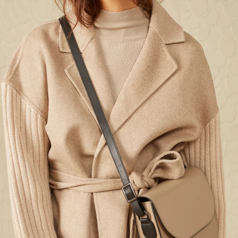 Knitted Sleeve Long Coat (Yaya)