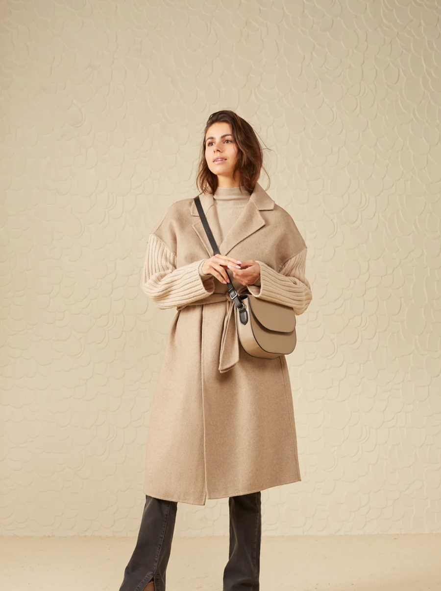 Knitted Sleeve Long Coat (Yaya)