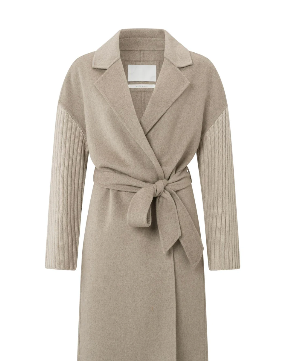 Knitted Sleeve Long Coat (Yaya)