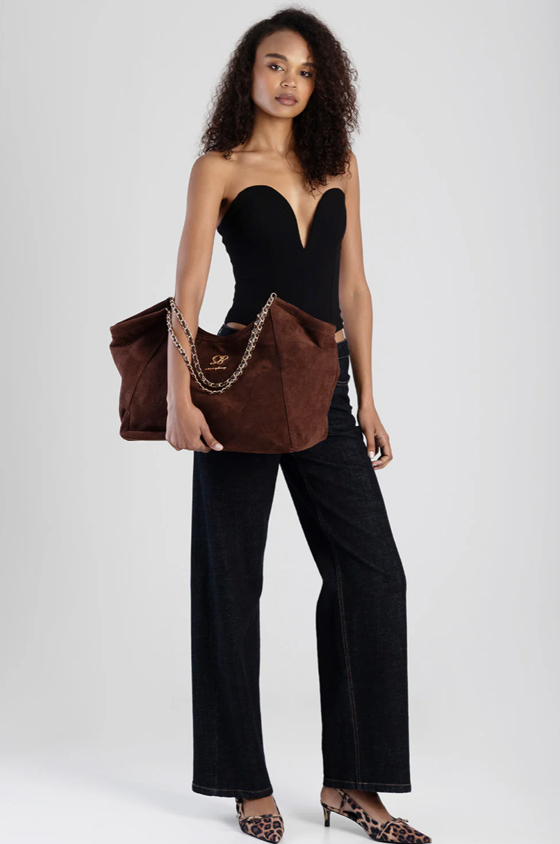 Chocolate Suede Handbag (Sissy Boy)