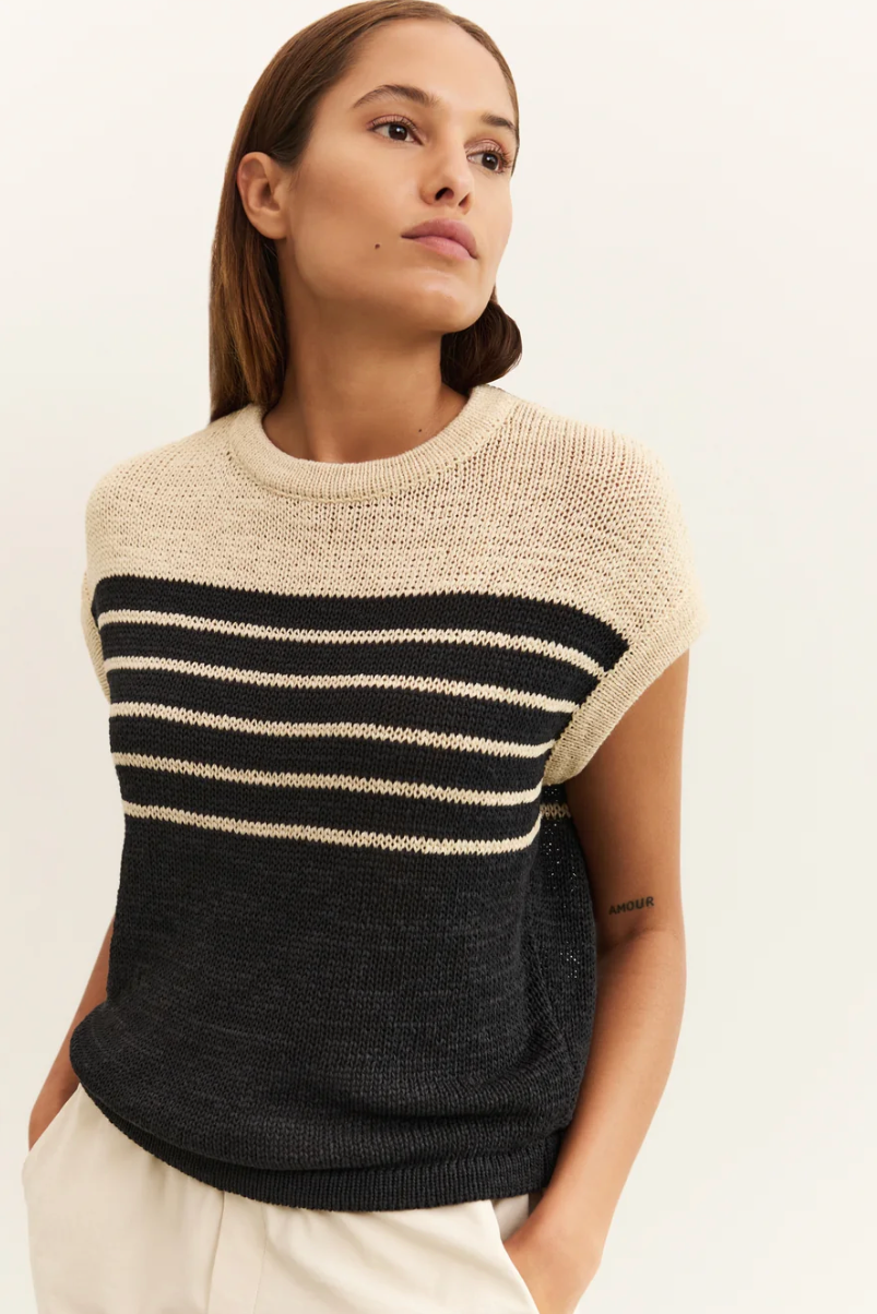 Sleeveless Stripe Knitted Top (Yaya)
