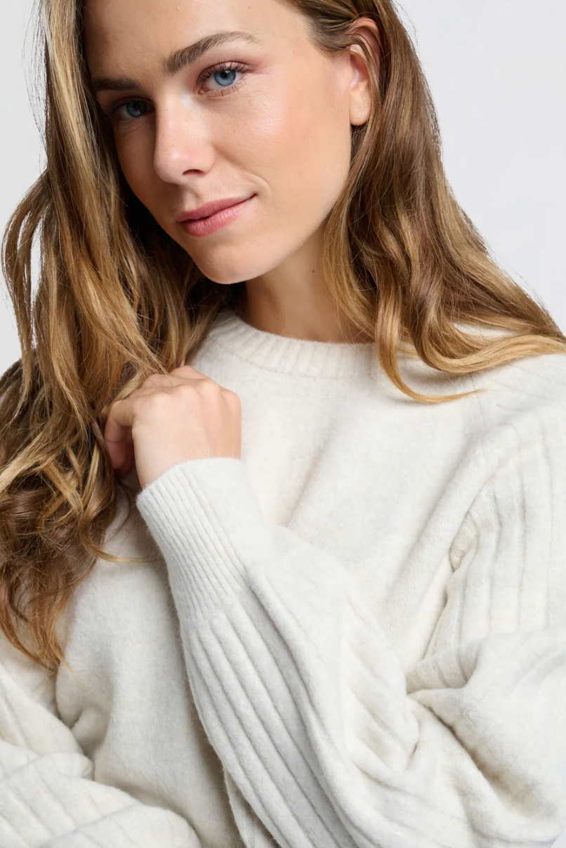 Melange Ribbed Round Neck Sweater (Yaya)