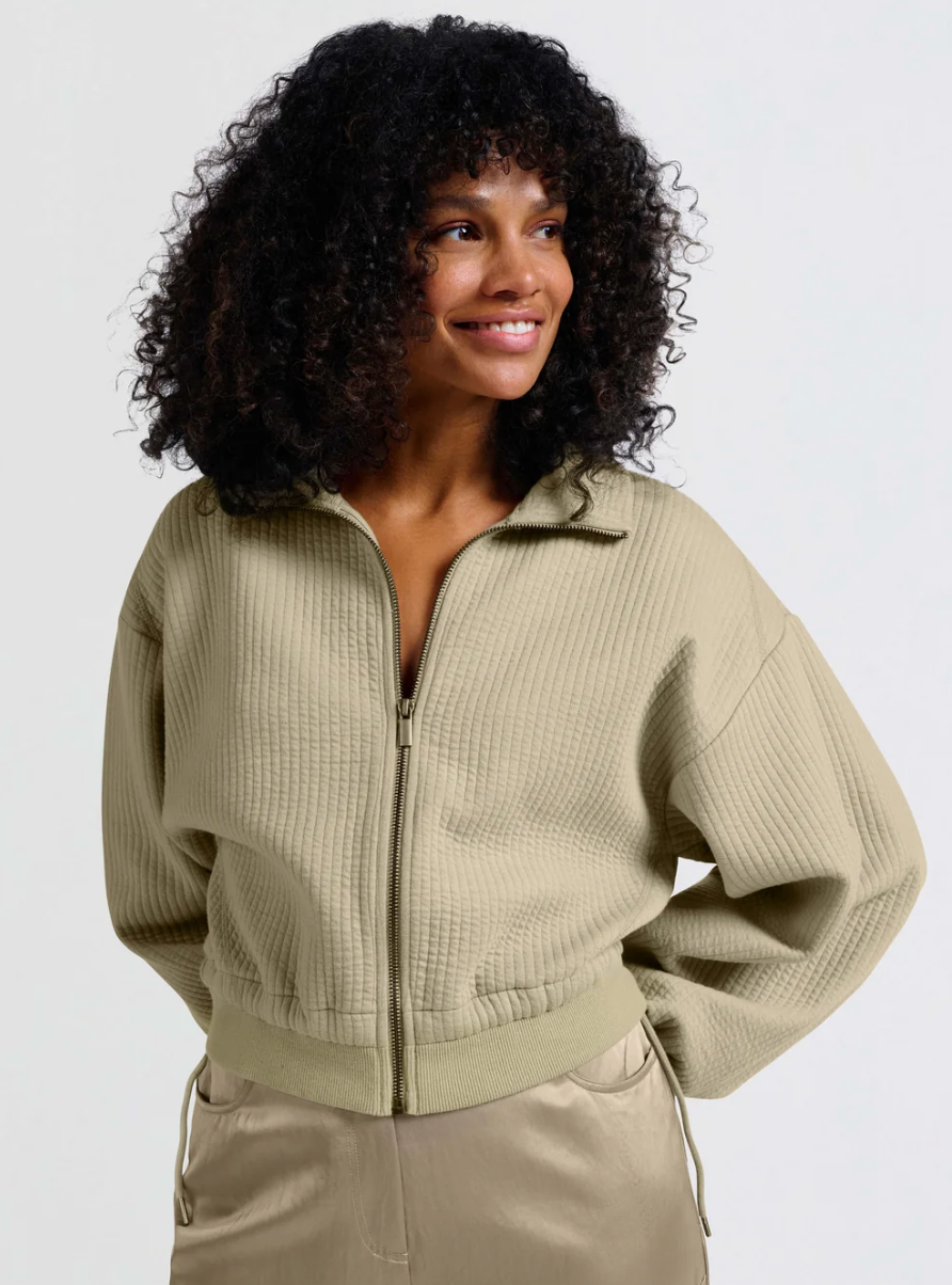 Ribbed Jersey Cardigan With Zipper (Yaya)