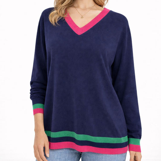 Navy College V-neck Knit (Gordon Smith)