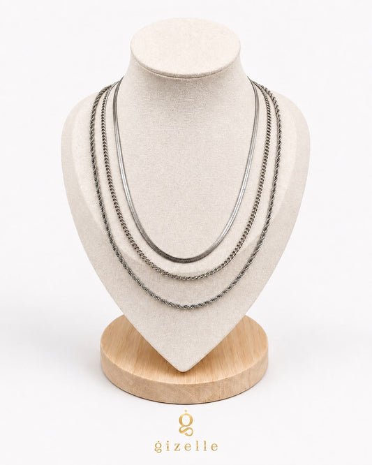 3pc Necklace Silver (Gizelle)